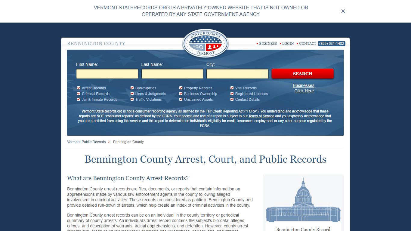 Bennington County Arrest, Court, and Public Records
