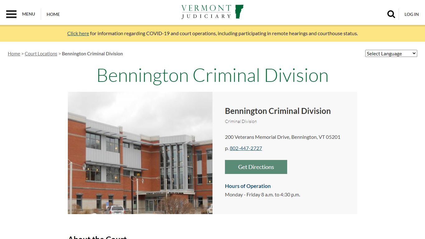 Bennington Criminal Division | Vermont Judiciary