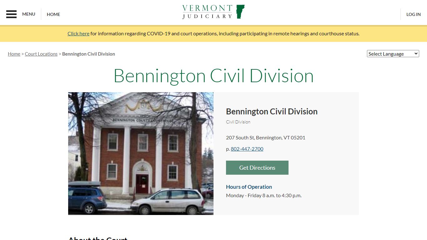 Bennington Civil Division | Vermont Judiciary